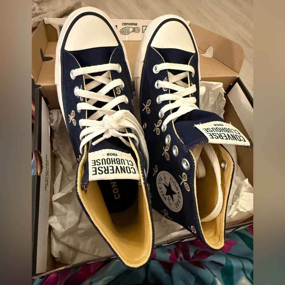 Converse Blue with Tennis Rackets High-Tops